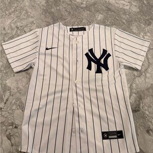 Garrit Cole Nike White and Navy Pinstripe Jersey